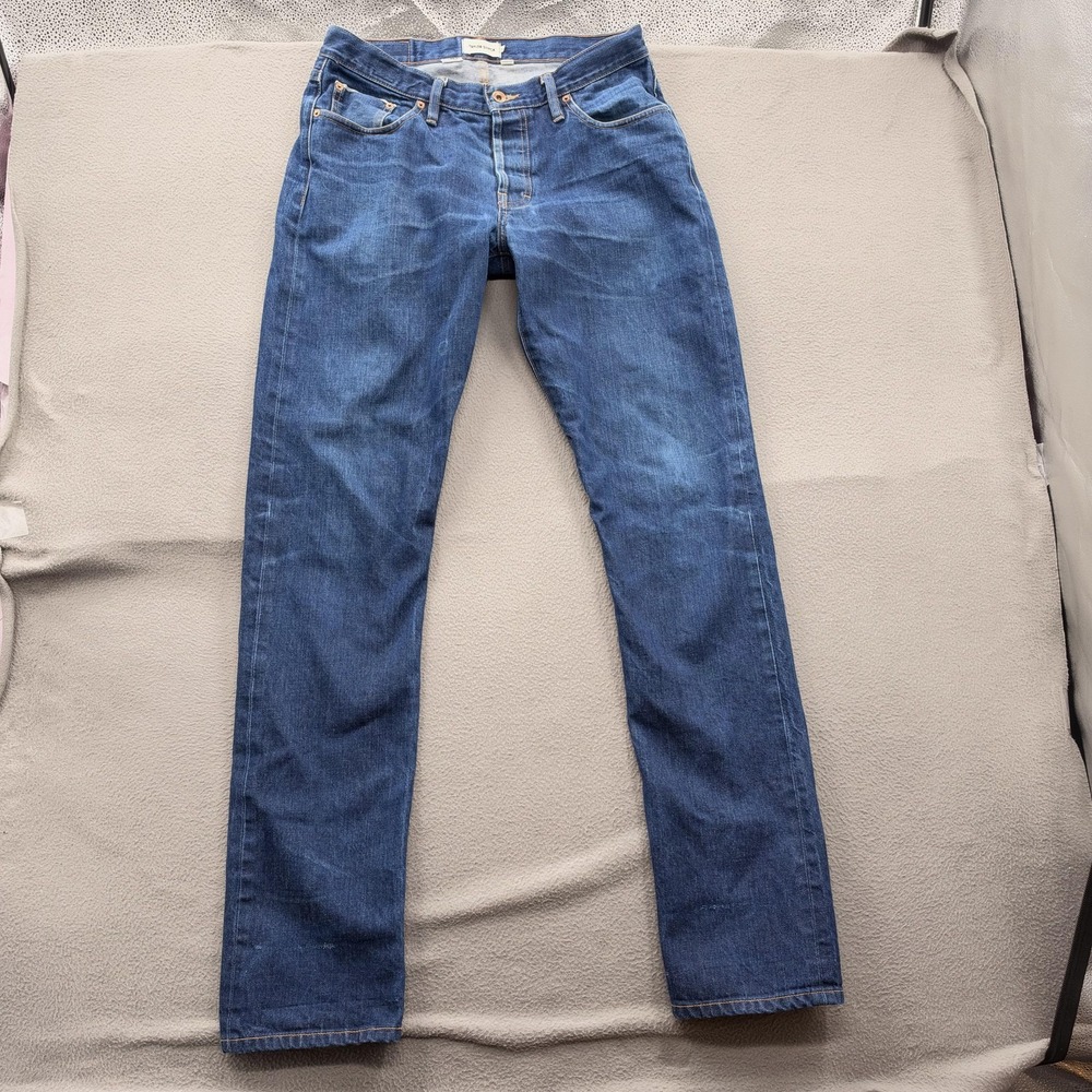 Taylor Stitch Jeans Mens 32x35 Blue White Oak Cone Denim Slim Straight Fit